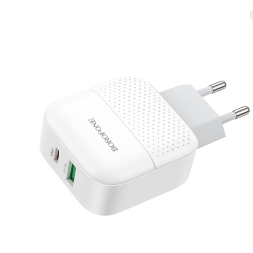 Мережевий зарядний пристрій BOROFONE BA46A Premium PD + QC3.0 18W White
