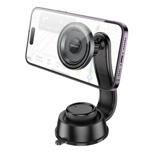 Автотримач для телефона BOROFONE BH123 Profit magnetic car holder(center console) black metal gray