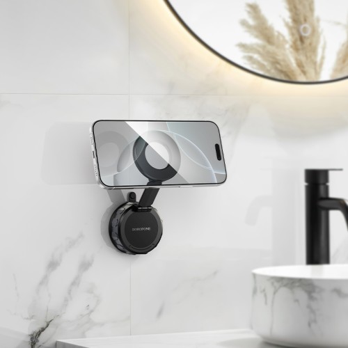 Автотримач для телефона BOROFONE BH140 Gloria vacuum suction cup magnetic ring holder(multi-scene) black metal gray