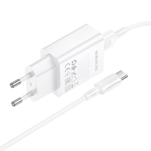 Мережевий зарядний пристрій BOROFONE BA110A Lemi single port charger set (Type-C) (EU) White