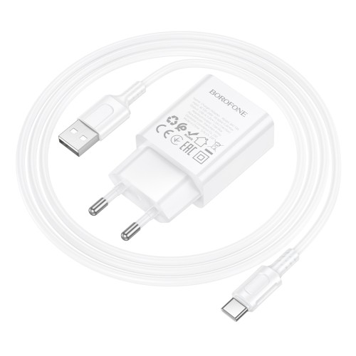 Мережевий зарядний пристрій BOROFONE BA110A Lemi single port charger set (Type-C) (EU) White