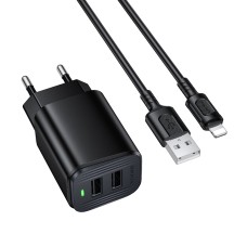 Мережевий зарядний пристрій BOROFONE BAS81A Star dual-port charger set (Micro) (EU) Black