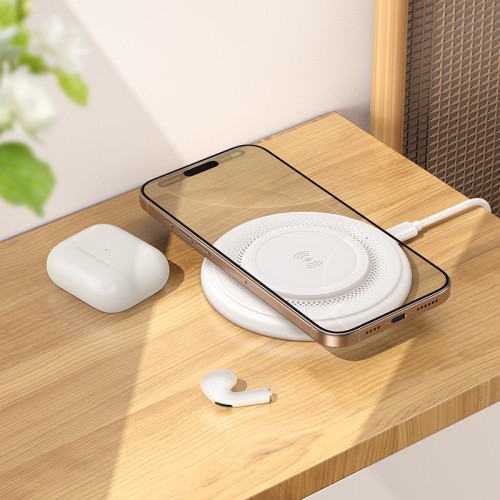 Бездротовий зарядний пристрій BOROFONE BQ40 Crown desktop wireless fast charger White