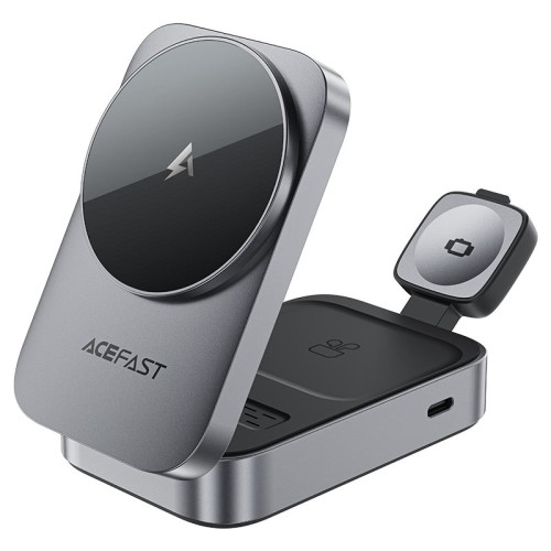 Бездротовий зарядний пристрій ACEFAST E22 Desktop 3-in-1 Wireless Charging holder Metal Gray