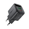 Мережевий зарядний пристрій ACEFAST A114 PD25W GaN charger (USB-A+USB-C) with digital display Black