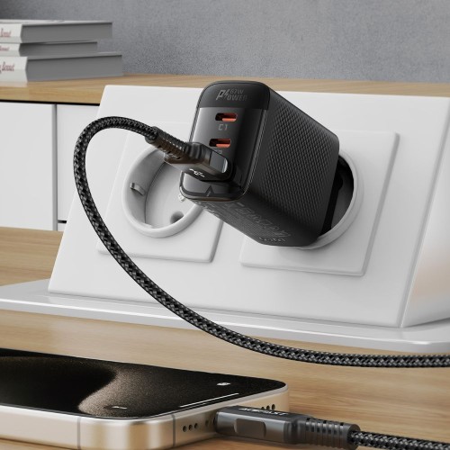 Мережевий зарядний пристрій ACEFAST A108 PD67W GaN (2*USB-C+USB-A) charger Black