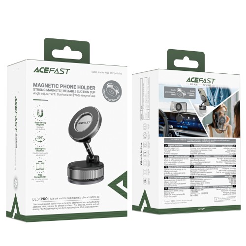 Автотримач для телефона ACEFAST E28 manual suction cup magnetic Phone holder, Metal Gray