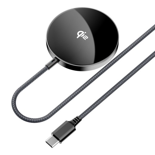 Бездротовий зарядний пристрій ACEFAST E24 QI2 desktop magnetic wireless charger with cable, Metal Gray