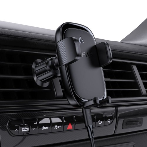 Автотримач для телефона з БЗП ACEFAST D48 press type wireless charging car holder for air vent Black