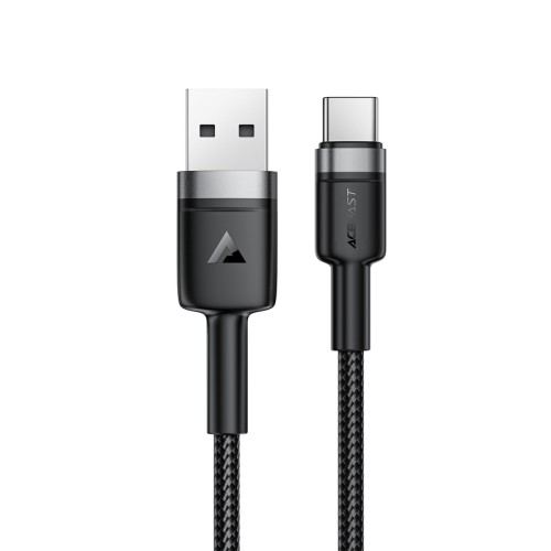 Кабель ACEFAST C22-04, USB to Type-C, 3A, 1.2m, Nylon Braid, Aluminum Alloy + TPE connectors, Black