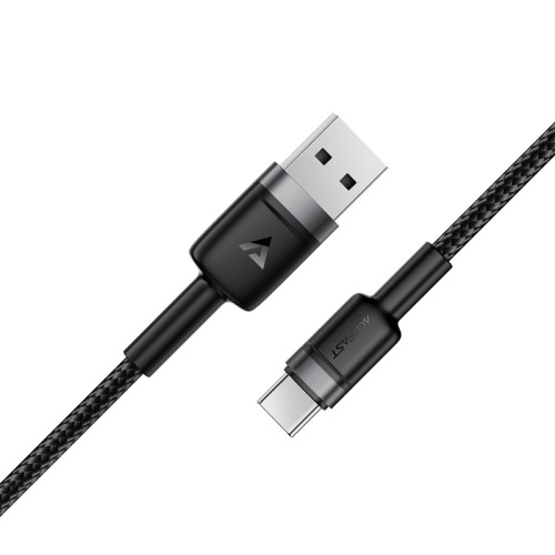 Кабель ACEFAST C22-04, USB to Type-C, 3A, 1.2m, Nylon Braid, Aluminum Alloy + TPE connectors, Black