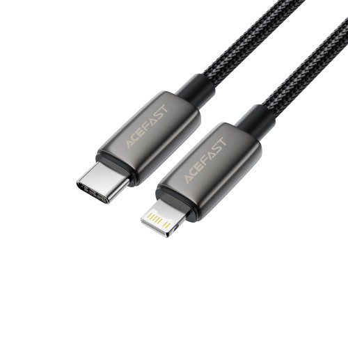 Кабель ACEFAST C23-01, USB to iP, 30W,1.2m, Nylon, Zinc alloy + TPE connectors, Black