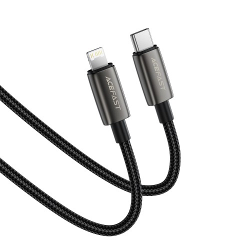 Кабель ACEFAST C23-01, USB to iP, 30W,1.2m, Nylon, Zinc alloy + TPE connectors, Black