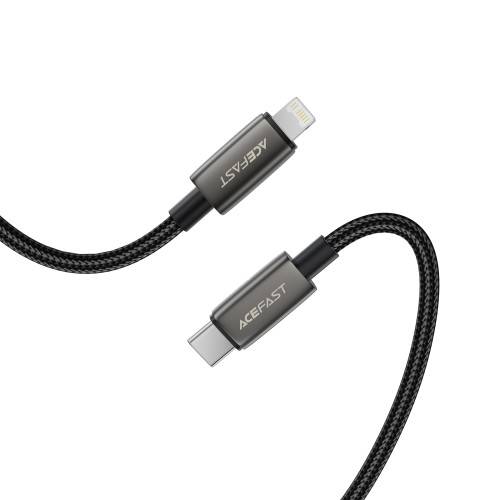 Кабель ACEFAST C23-01, USB to iP, 30W,1.2m, Nylon, Zinc alloy + TPE connectors, Black