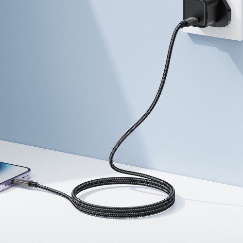 Кабель ACEFAST C23-01, USB to iP, 30W,1.2m, Nylon, Zinc alloy + TPE connectors, Black