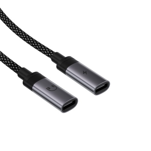Аудіокабель ACEFAST J14 USB-C 2-in-1 charging audio adapter Black