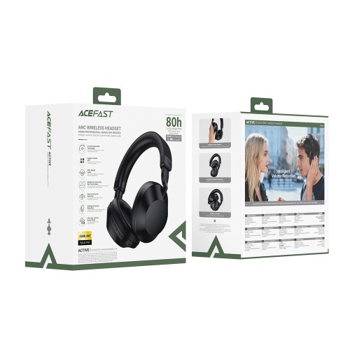 Бездротові накладні навушники ACEFAST H14 hybrid ANC wireless headset Black