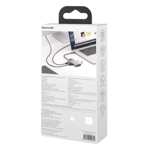 USB-хаб Baseus Metal Gleam Series 4-in-1 Multifunctional Type-C HUB Docking Station Gray（Type-C to HDMI*1+USB3.0*1+USB2.0*1+PD*1）