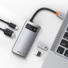 USB-хаб Baseus Metal Gleam Series 4-in-1 Multifunctional Type-C HUB Docking Station Gray（Type-C to HDMI*1+USB3.0*1+USB2.0*1+PD*1）