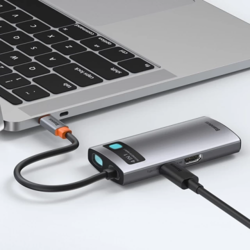 USB-хаб Baseus Metal Gleam Series 4-in-1 Multifunctional Type-C HUB Docking Station Gray（Type-C to HDMI*1+USB3.0*1+USB2.0*1+PD*1）