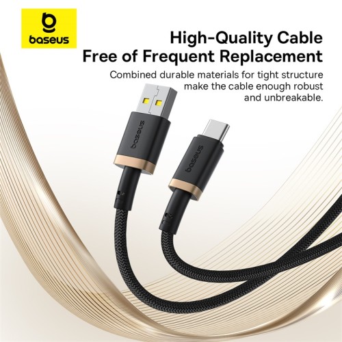 Кабель Baseus Dura Series Fast Charging Cable USB to Type-C 60W 1m Gold+Black