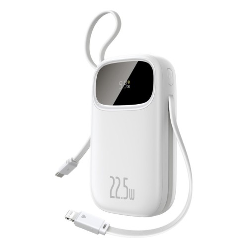 Зовнішній акумулятор Baseus EnerFill FC31 Digital Display Power Bank with 2 Built-in Cables 20000mAh 22.5W Moon White