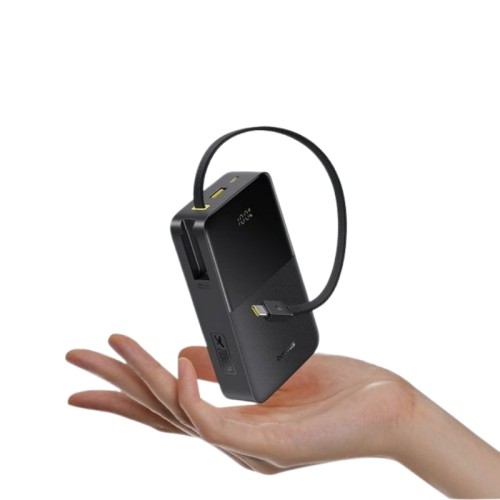 Зовнішній акумулятор Baseus EnerFill FC51 Bipow 2 Pro Digital Display Power Bank with Built-in Cable 20000mAh 22.5W Cosmic Black