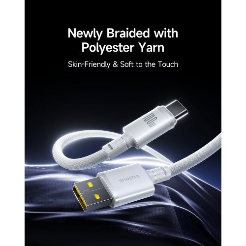 Кабель Baseus New Braided Fast Charging Cable USB-A to USB-C 100W/7.5W 1m Cosmic Black
