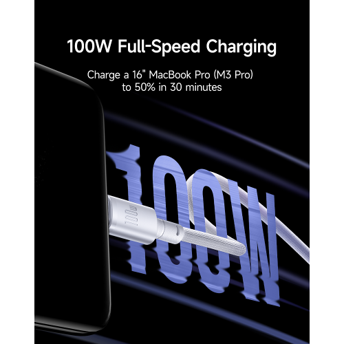 Кабель Baseus New Braided Fast Charging Cable USB-A to USB-C 100W/7.5W 1m Cosmic Black