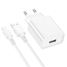 Мережевий зарядний пристрій з кабелем BOROFONE BA74A Aspirer single port charger set(iP) White