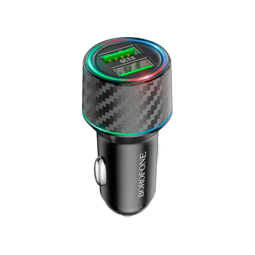 Автомобільний зарядний пристрій BOROFONE BZ21A Brilliant 36W dual port QC3.0 car charger Black