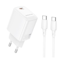 Мережевий зарядний пристрій з кабелем BOROFONE BN28 Fuente single port PD30W charger set (C to C) (EU) White