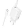 Мережевий зарядний пристрій з кабелем BOROFONE BN28 Fuente single port PD30W charger set (C to C) (EU) White