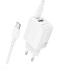 Мережевий зарядний пристрій з кабелем BOROFONE BN27 Fuente PD20W+QC3.0 charger set (C to C) (EU) White
