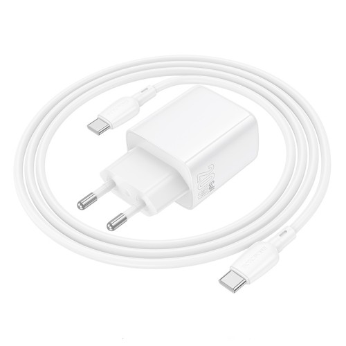 Мережевий зарядний пристрій з кабелем BOROFONE BN27 Fuente PD20W+QC3.0 charger set (C to C) (EU) White