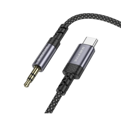 Аудіокабель BOROFONE BL24 Type-C to 3.5mm male, nylon braid, 1m, Metal Grey