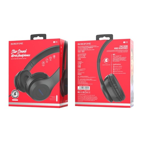 Навушники дротові BOROFONE BO5 Star sound wired headphones Black