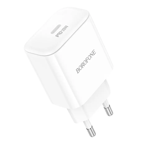 Мережевий зарядний пристрій BOROFONE BA81A single port PD20W charger(EU) White