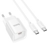 Мережевий зарядний пристрій з кабелем HOCO C146A Charm single port PD20W charger set (C to C) (EU) White