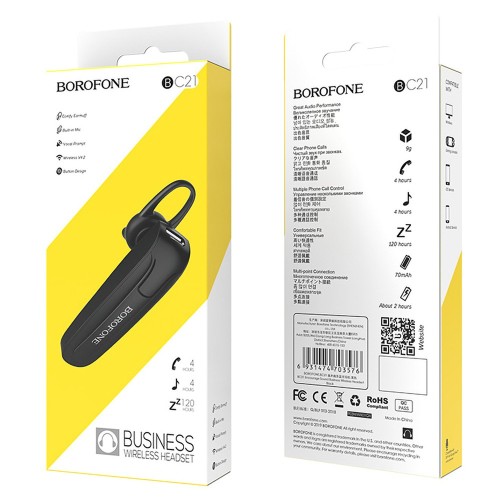 Bluetooth гарнітура BOROFONE BC21 Encourage sound business wireless headset Black