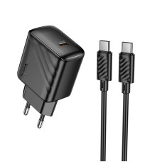 Мережевий зарядний пристрій з кабелем HOCO CS24A Puerto single-port PD25W charger set (C to C)(EU) Black