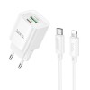 Мережевий зарядний пристрій з кабелем HOCO C147A Charm PD20W+QC3.0 charger set (C to iP)(EU) White