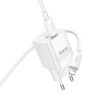 Мережевий зарядний пристрій з кабелем HOCO C147A Charm PD20W+QC3.0 charger set (C to iP)(EU) White