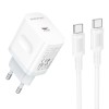 Мережевий зарядний пристрій з кабелем BOROFONE BA99A Breeze single port PD20W charger set(C to C) White