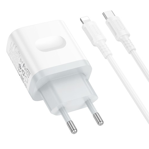 Мережевий зарядний пристрій з кабелем BOROFONE BA99A Breeze single port PD20W charger set(C to iP) White