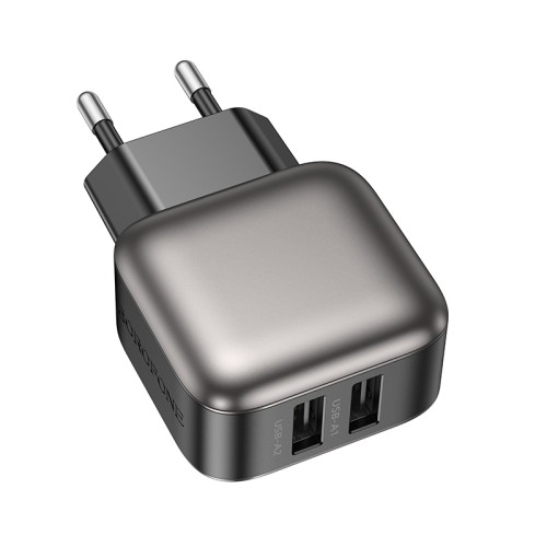 Мережевий зарядний пристрій BOROFONE BAS51A Absolute dual-port charger Black