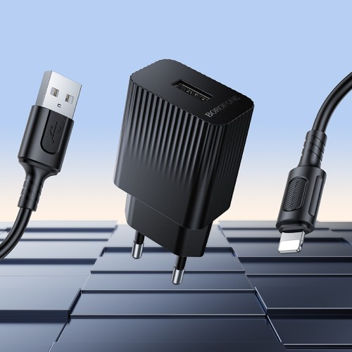 Мережевий зарядний пристрій з кабелем BOROFONE BAS71A Source single-port charger set(iP) Black