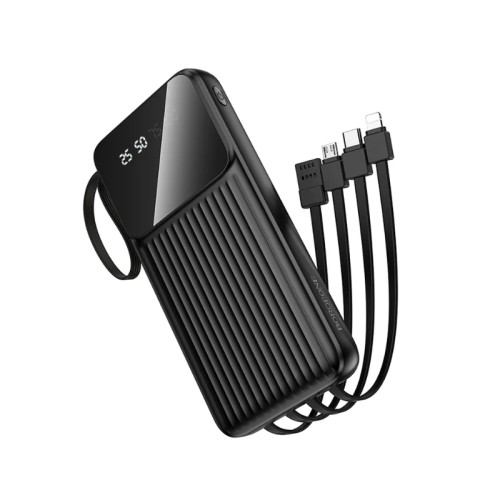 Зовнішній акумулятор BOROFONE BJ76 Smart power bank with 4 cables(10000mAh) Black