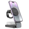 Бездротовий мультизарядний пристрій HOCO CQ3 Motorcycle folding 3-in-1 magnetic wireless fast charger Black