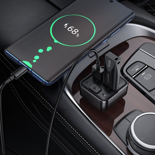 АЗП з FM-модулятором BOROFONE BC63 Selecto car BT FM transmitter Black